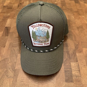 Yellowstone National Park Trucker Hat Mad Engine Snapback Olive Green